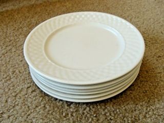 Set of 6 Oneida Wicker Basket Weave Luncheon Salad Plates White 7.  5 Inch 2
