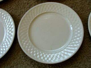 Set of 6 Oneida Wicker Basket Weave Luncheon Salad Plates White 7.  5 Inch 3