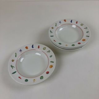 Set Of 4 Crate And Barrel 8.  5 " Soup Salad Bowl Vegetable Rim Made In Italy