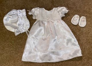 American Girl Bitty Baby Twins 2010 Special Day Gown Bonnet Shoes Christening