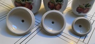 Casuals By China Pearl Apples Ceramic Stonewear Canister Set 3 Great Cond 3