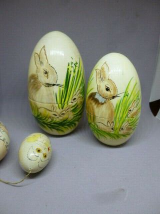 Vintage Easter Egg Wooden Nesting Doll Set 5 - Hand Painted 2