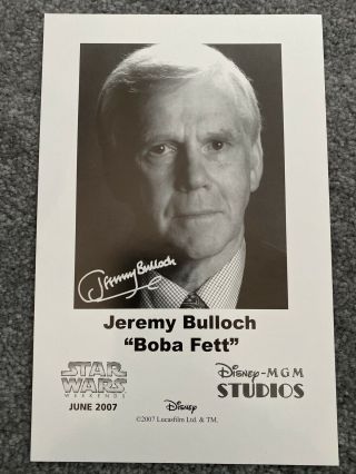 Jeremy Bulloch Boba Fett Mandalorian Star Wars Autograph Proof Disney Rare Sign