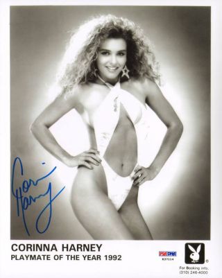 Corinna Harney Signed Official Playboy Playmate Headshot 8x10 Photo Psa/dna