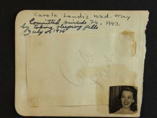 Carole Landis (1919 - 1948) (one Million B.  C. ) Autograph Album Page