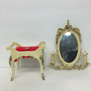 Vintage Barbie Suzy Goose Vanity Bench And Mirror