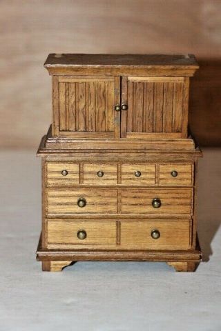 Vintage Dollhouse Miniature Wood Cabinet Dresser Chest