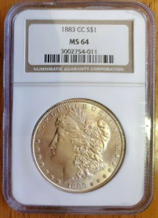 1883 - Cc Morgan Silver Dollar Ms 64 Ngc Graded Gold Tone -