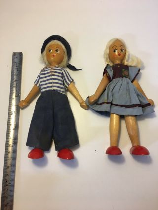 (2) Vintage Made In Poland Wooden Dolls