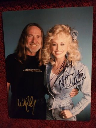 Dolly Parton & Willie Nelson Signed Photo W/coa