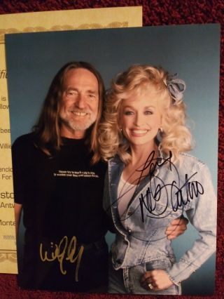 Dolly Parton & Willie Nelson signed photo w/coa 2