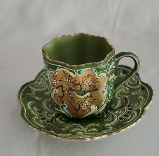 Vintage Lenwile China Ardalt Japan Dematasse Hand Painted Cup And Saucer