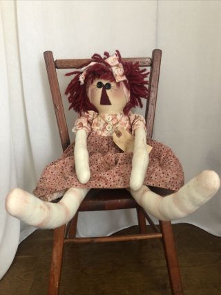 Handmade Rag Doll Primitive Raggedy Ann Look Cute 21 Inches