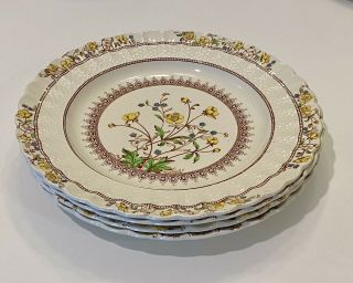 Vintage Copeland Spode Buttercup Set Of 4 Dinner Plates Made In England
