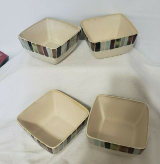 Tabletops Lifestyles Jentry Hand Painted/crafted - Set Of 4 Square Bowls