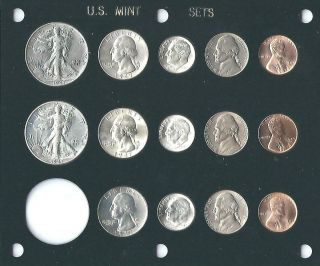 1947 P - D - S Us Set - 14 Coins - Brilliant Uncirculated In Black Capital Holder