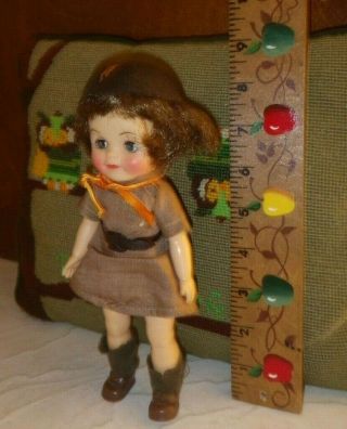 VINTAGE 1965 EFFANBEE BROWNIE GIRL SCOUT 8 1/2 INCH DOLL COMPLETE w HAT & BELT 3