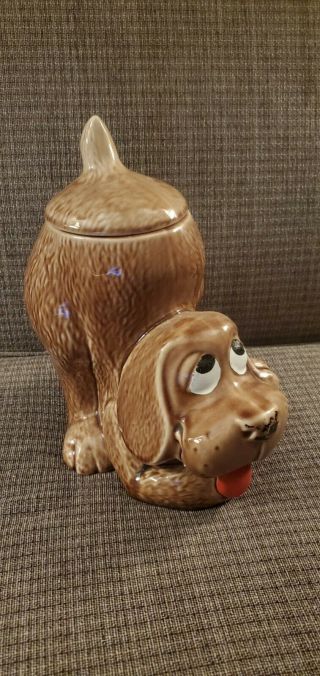Vintage Hound Dog Cookie Jar Usa Brown Red Tongue Mccoy Pottery 0272