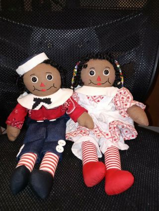 Vintage 2000 Odella Mitchell Handmade Signed Raggedy Anne/andy African American