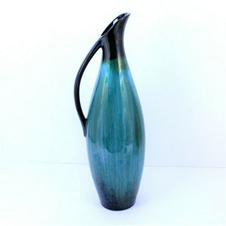 Sleek,  Vintage Blue Mountain Pottery Ewer Pitcher,  Extra Large 15 Inches Tall