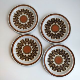 Haniwa Stoneware Aztec Salad Plates Set Of 4 Vintage 1970s Plates