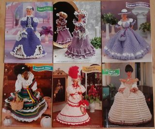 6 Crochet Patterns: Violets & Lace,  Bridesmaid,  Hoop Gown,  Jamaican Fit Barbie