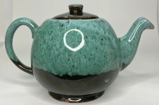 Vintage Evangeline Teapot Teal Green Brown Drip Glaze Canada Pottery Retro 6 "