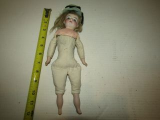 Vintage Doll 11 Inch Fixed Blue Eyes Scary Haunted Hat Parts Doll Repair