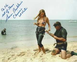 Jaws 1st Victim Autographed 8x10 Photo On The Set Of Jaws Added