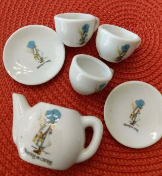 Miniature Holly Hobbie Tea Set Vintage Ceramic Incomplete Set