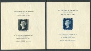 27th Philatelic Congress Of Great Britain Bournemouth,  1940,  1d & 2d Proofs