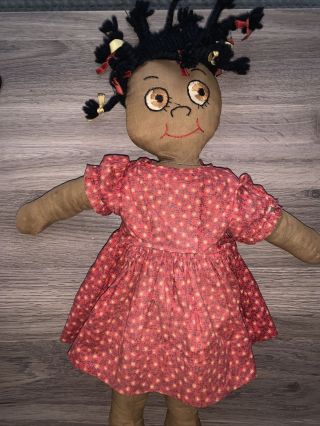 Black African American Cloth Rag Doll Primitive Folk Art Handmade Girl