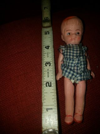 Vintage 5” All Bisque Chalk Doll,  Made In Japan Jointed Arms And Legs