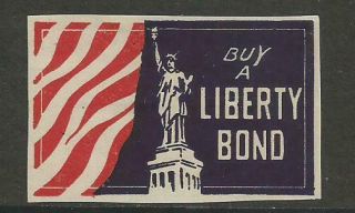 Usa Wwi " Buy A Liberty Bond " Statue Of Liberty Flag Poster Label