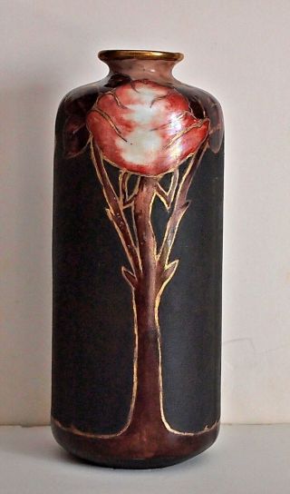 Art Nouveau Pottery Vase.  Artist Signed.  6 Inches Tall.
