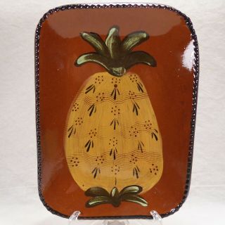 Cazan Cabin Craft Pottery Rectangular Pineapple Serving Dish Plate Bowl Ohio