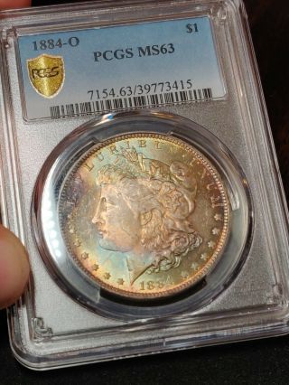 Unique Toned 1884 - O $1 Morgan ( (Silver Dollar))  PCGS MS - 63 toner Gold Shield 2