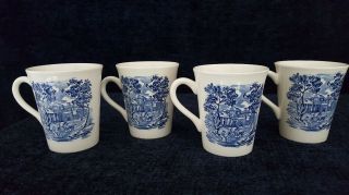 Set of 4 Staffordshire Liberty Blue Monticello 8 ounce Mugs - IMMACULATE 3