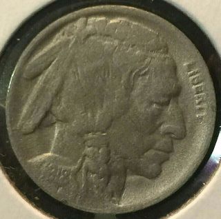 1918/7 D 5c Overdate Error U.  S.  A.  Indian Head Buffalo Nickel ^horn Detail