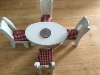 Vintage Dollhouse Dining Set Table With 4 Chairs