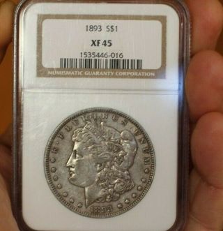 $1 Silver Morgan Dollar Ngc Xf 45 1893 Key Date