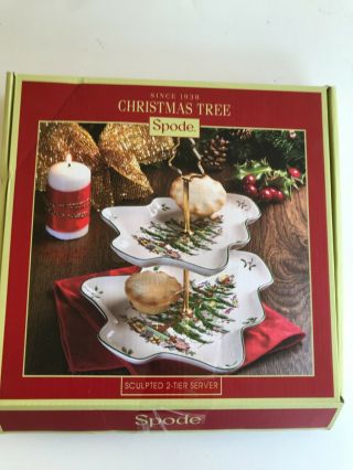 Spode Christmas Tree Shape Double Tier Serving Tray