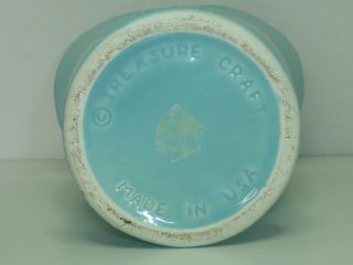 Vintage Mid Century Treasure Craft Ceramic Pottery Turquoise Floral Vase 3