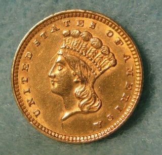 1857 Indian Princess $1 One Dollar United States Gold Coin Sharp