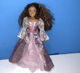 Mattel Doll Barbie In Rapunzel Princess Dress Purple Gold Long Sleeve Rose