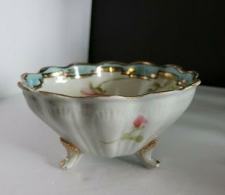 Vintage Nippon Hand Painted Footed Bowl Appx 3 - 1/4 X 6 - 1/4 Inches Gold Trim 2
