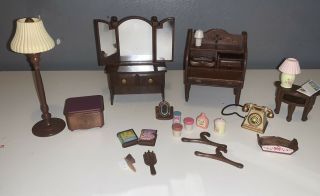 Sylvanian Families Bedroom Furniture Set,  Bureau Unit,  Mirrored Dressing Table Etc