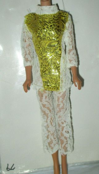 Vintage Mod Maddie Barbie Francie Clone Size White Lace And Gold Outfit Tlc