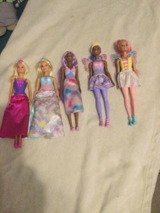 Barbie Dreamtopia 5 Dolls Bundle Fairy Wings Unicorn Skirt Fairytopia