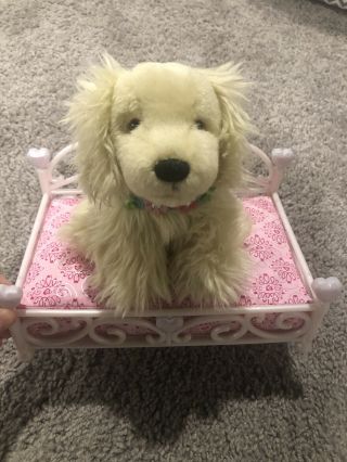 2014 American Girl Doll Pet Dog With Dog Bed And Collar Accessories